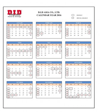 DA Calendar 2016